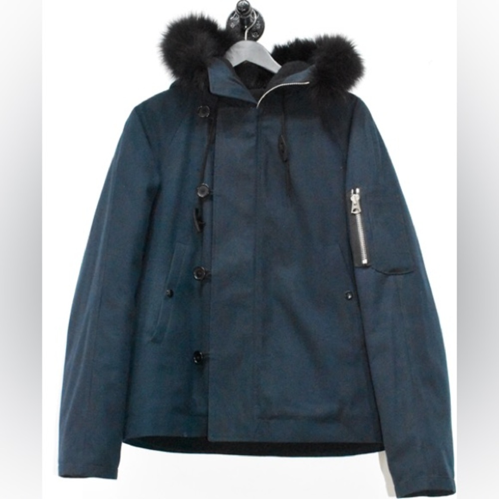 Sandro - Men’s Navy Hooded Parka  (Large)